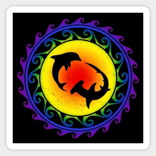 LGBTQ Pride Hawaii Hammerhead Shark and Dolphin Magnet